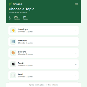 Sprako isiZulu Language Pack